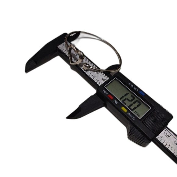 Double-Heart Bangle Sterling Silver 925 Bracelet No Clasp Wearable 10 Grams - Picture 11 of 13